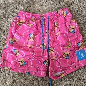 Baseballism Pink Candy Print Shorts